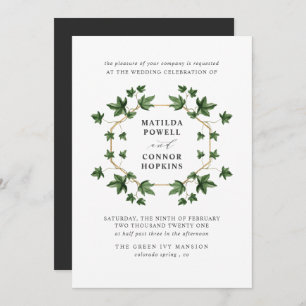 Hedera    Grey Ivy Botanical geometric Wedding Invitation
