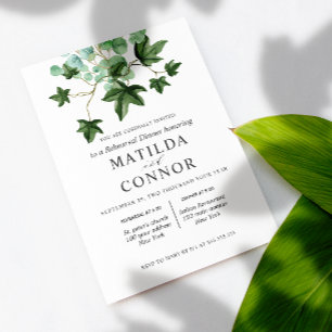 Hedera Ivy Leaves Wedding Rehearsal Dinner Invitation