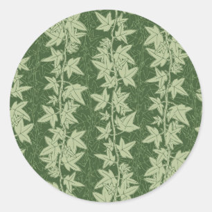 Hedera Ivy Vines - botanical green L_D pattern. Classic Round Sticker