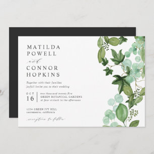Hedera Modern IVY Grey Garden Botanical Wedding Invitation
