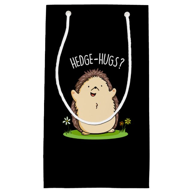 Hedge Hugs Funny Hedge Hog Pun  Small Gift Bag (Front)