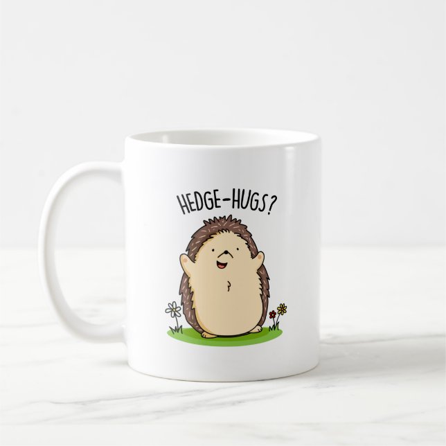 Hedge Hugs Funny Hedgehog Pun  Coffee Mug (Left)