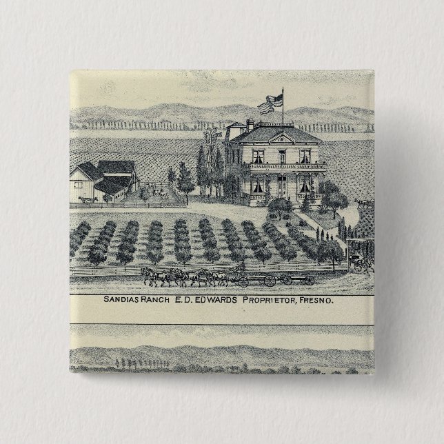Hedge Row Vineyard, Fresno 15 Cm Square Badge (Front)