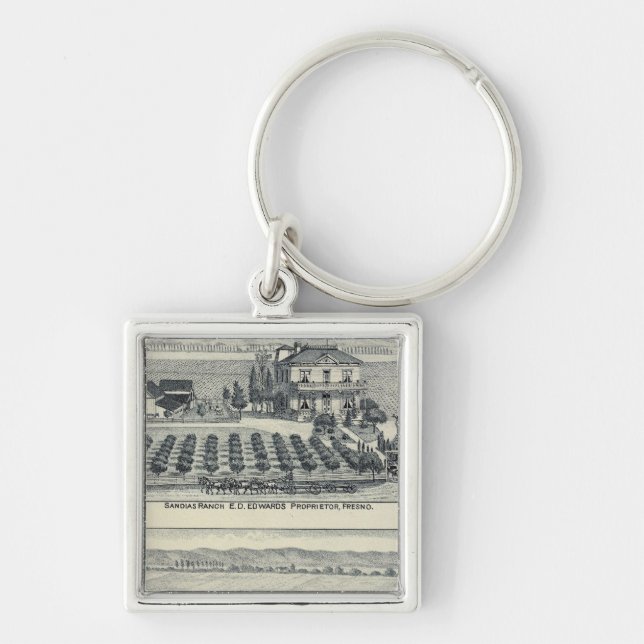 Hedge Row Vineyard, Fresno Key Ring (Front)