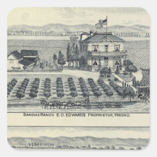 Hedge Row Vineyard, Fresno Square Sticker