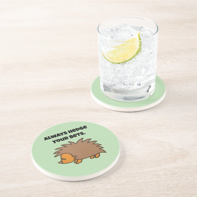 Hedge Your Bets Hedgehog Funny Gambling Cartoon Coaster (Side)