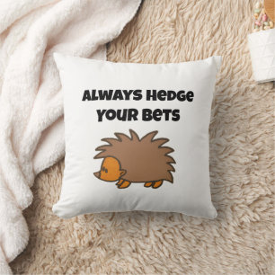 Hedge Your Bets Hedgehog Funny Gambling Cartoon Cushion