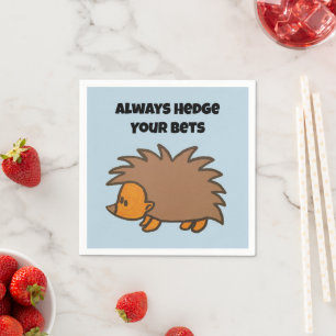 Hedge Your Bets Hedgehog Funny Gambling Cartoon Napkin