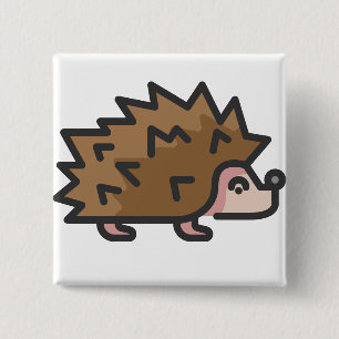 hedgehog 15 cm square badge