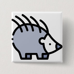 hedgehog 15 cm square badge