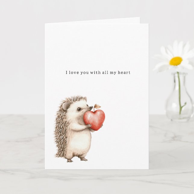 Hedgehog All My Heart Love Card (Small Plant)
