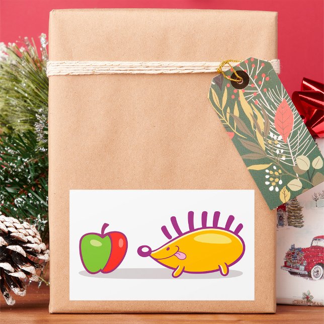 Hedgehog And An Apple Rectangular Sticker (Creator Uploaded)