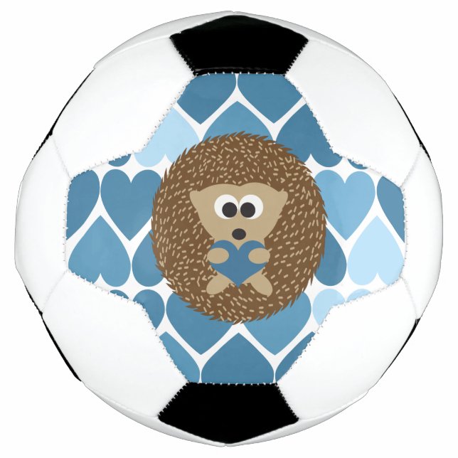 Hedgehog and Blue Hearts Soccer Ball (Front)