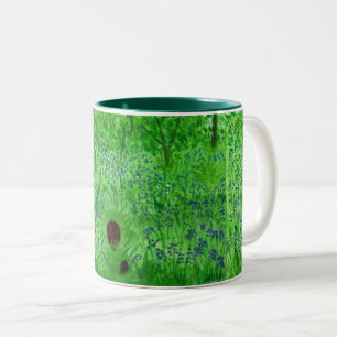 Hedgehog and Bluebell Flowers Two-Tone Coffee Mug