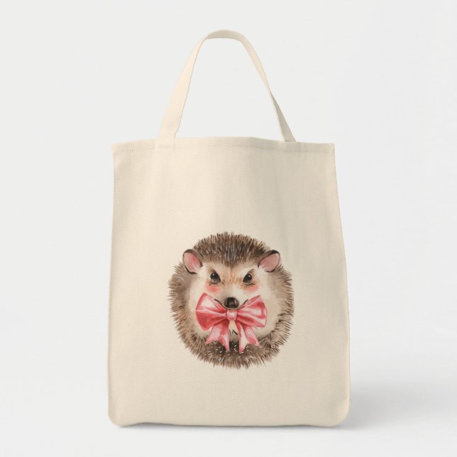 Hedgehog and bow tote bag (Front)