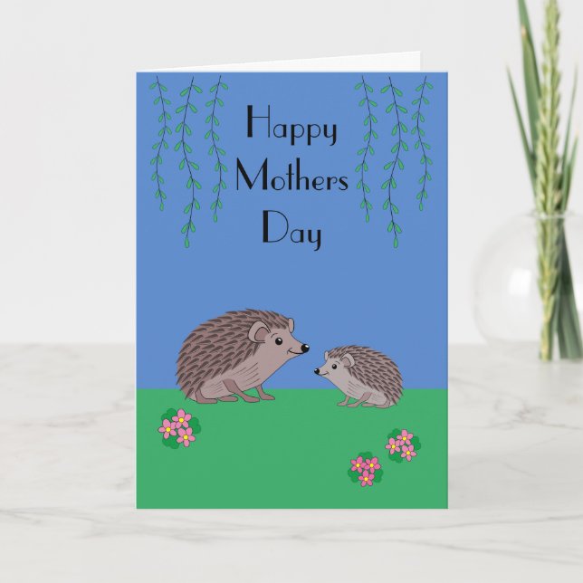 Hedgehog and child Mothers Day Card (Front)