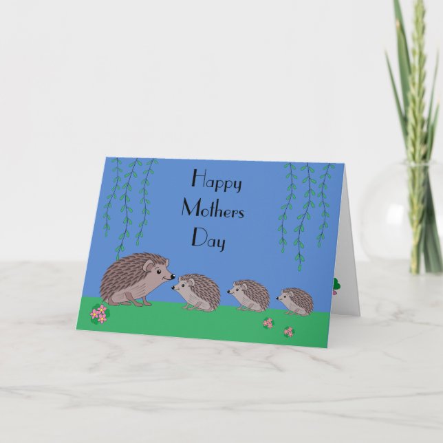 Hedgehog and child Mothers Day Card (Front)