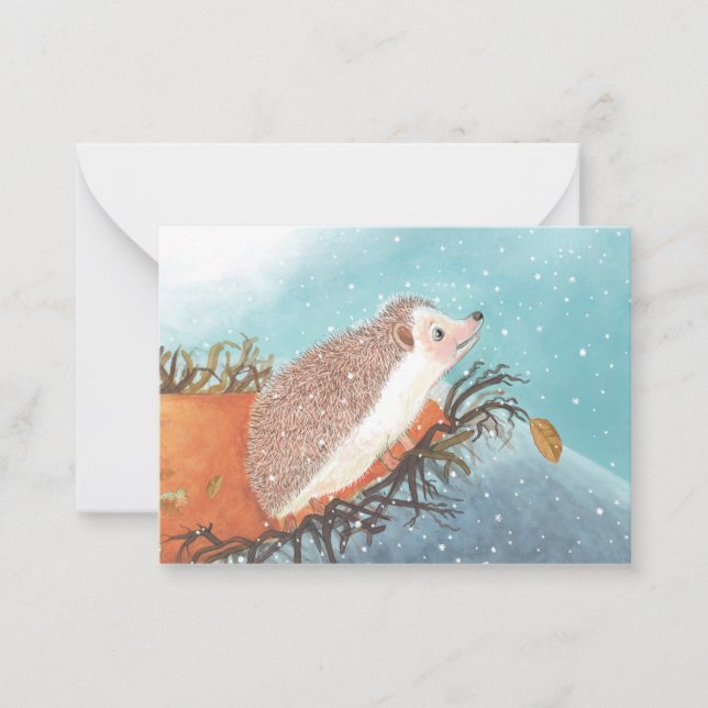 Hedgehog and first snowflakes   card (Front)