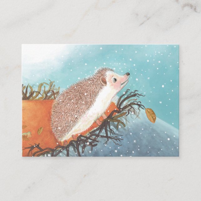 Hedgehog and first snowflakes   enclosure card (Front)