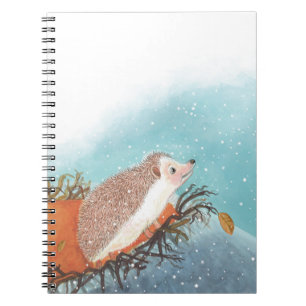 Hedgehog and first snowflakes notebook
