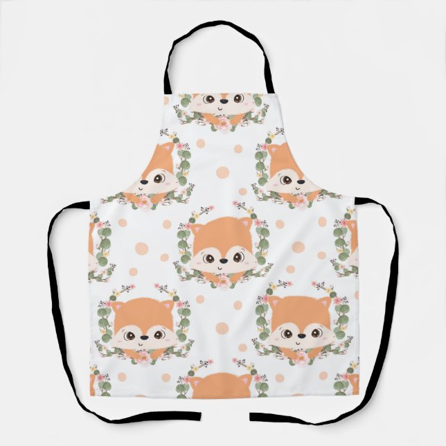 Hedgehog And Flower Tattoo Apron (Front)