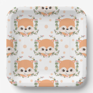 Hedgehog And Flower Tattoo Paper Plate