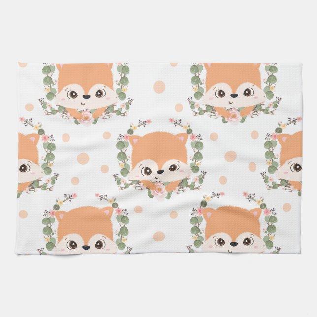 Hedgehog And Flower Tattoo Tea Towel (Horizontal)