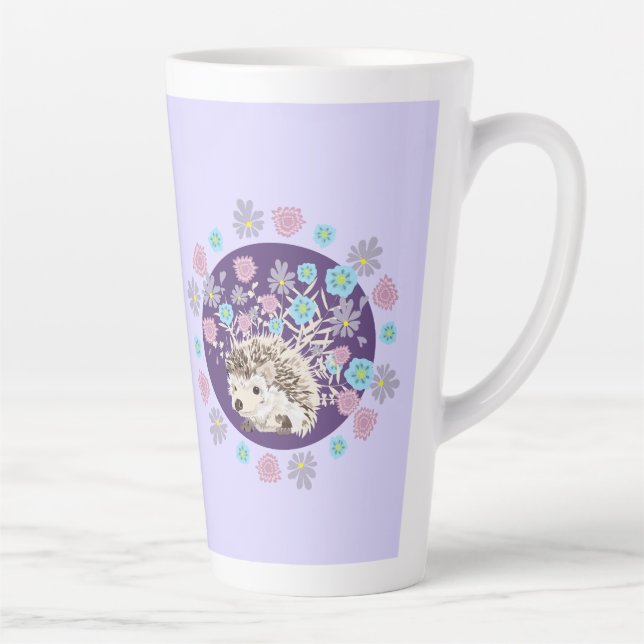 Hedgehog and Flowers Latte Mug (Right)