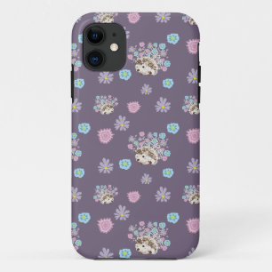 hedgehog and flowers pattern iPhone 11 case