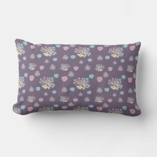 hedgehog and flowers pattern lumbar cushion