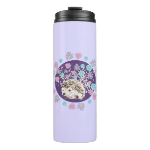 Hedgehog and Flowers Thermal Tumbler