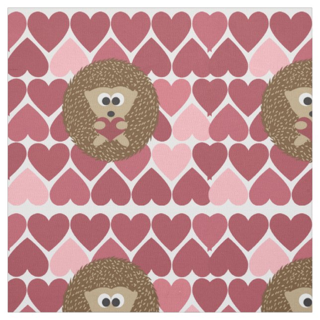 Hedgehog and Hearts Fabric (Swatch)