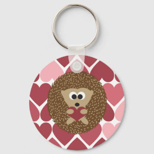 Hedgehog and hearts key ring