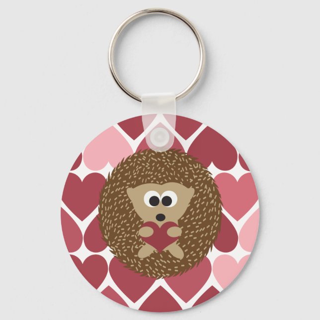 Hedgehog and hearts key ring (Front)