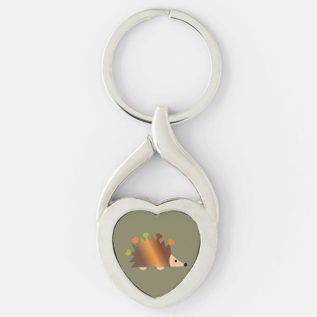 Hedgehog and Hearts Key Ring (Front)