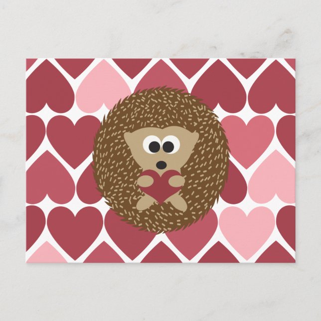 Hedgehog and hearts postcard (Front)