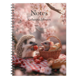 Hedgehog and Mouse Sharing Strawberries - Picnic Notebook