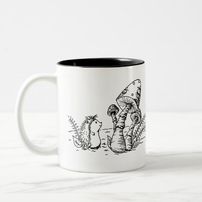 Hedgehog and Mushroom Art Mug (Left)