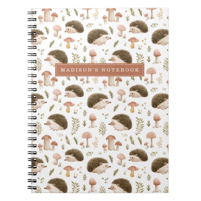 Hedgehog and Mushrooms Notebook (Front)