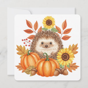 Hedgehog and pumpkin thanksgiving card 