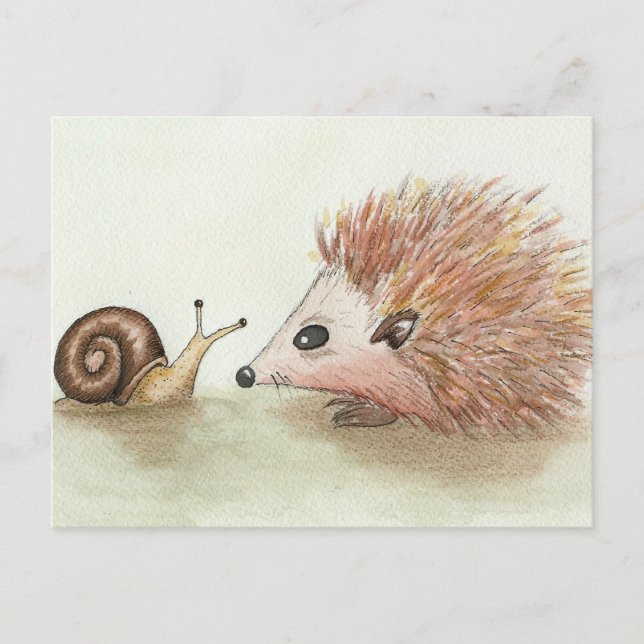 Hedgehog and Snail Postcard (Front)