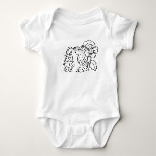 Hedgehog and Strawberries Baby Bodysuit