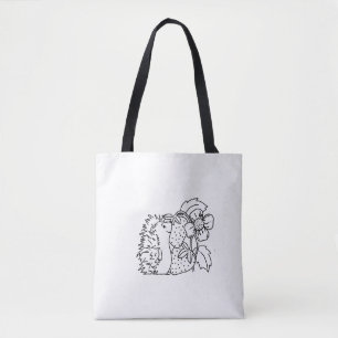 Hedgehog and Strawberries Tote Bag