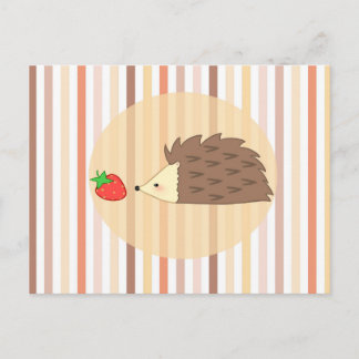 Hedgehog and Strawberry Postcard