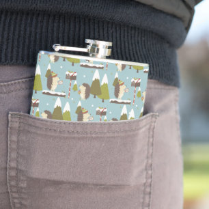 Hedgehog and White Christmas  Hip Flask