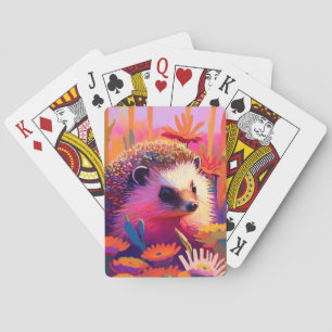 Hedgehog Animal Portrait Painting Wildlife Outdoor Playing Cards
