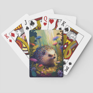 Hedgehog Animal Portrait Painting Wildlife Outdoor Playing Cards