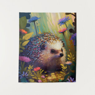 Hedgehog Animal Portrait Painting Wildlife Outdoor Tapestry