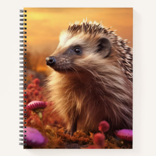 Hedgehog Animal Wildlife Wilderness Colourful Art Notebook