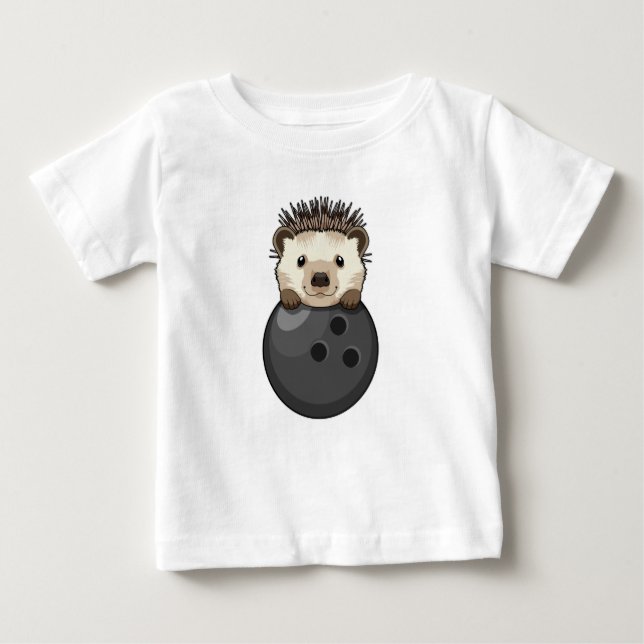 Hedgehog at Bowling with Bowling ball Baby T-Shirt (Front)